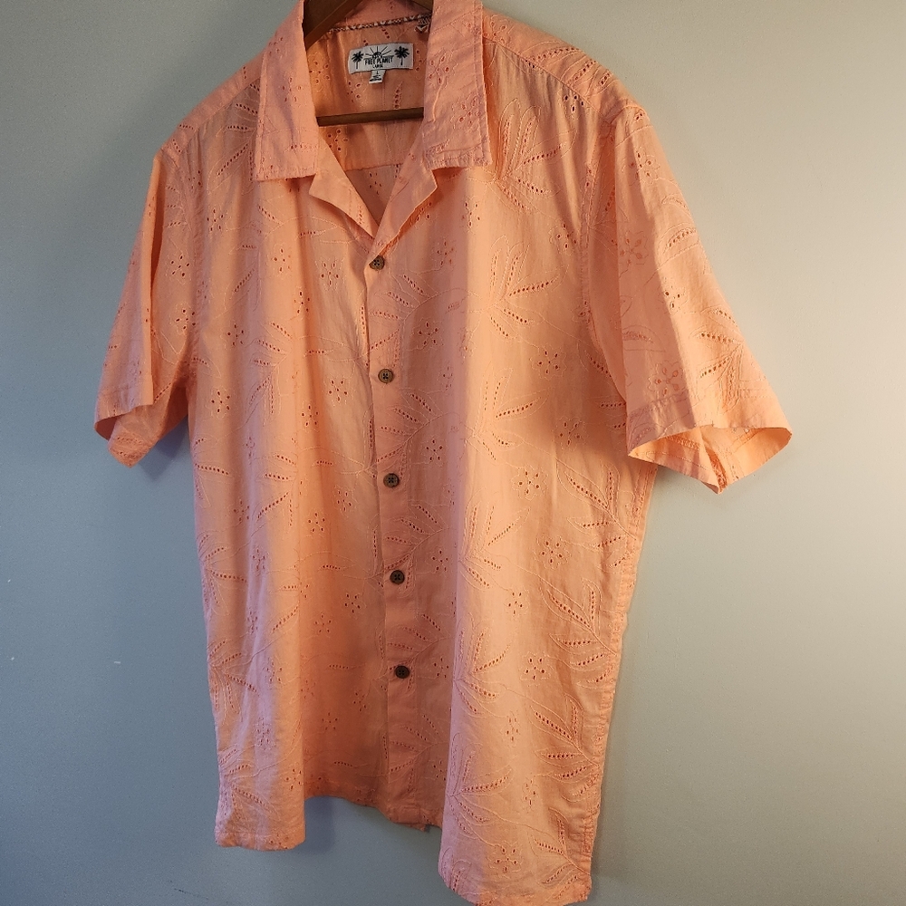 Free Planet Peach Eyelet Cotton Shirt - Tropical Resort Vibes - Picture 10 of 11